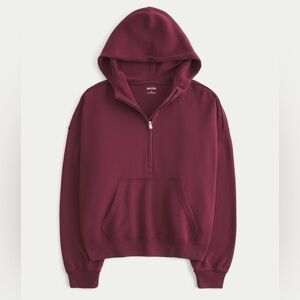 Hollister Maroon Half-Zip Hoodie
